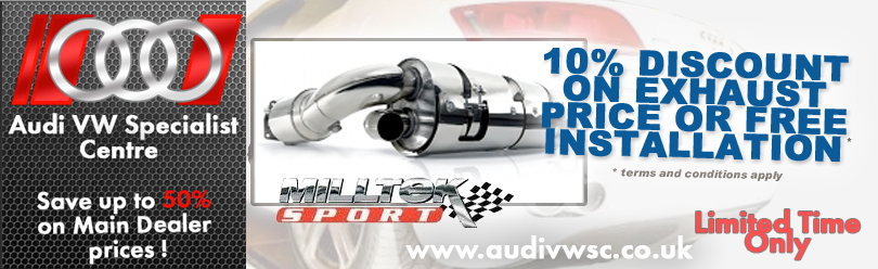 10 % discount on exhaust Audi Specialists in London